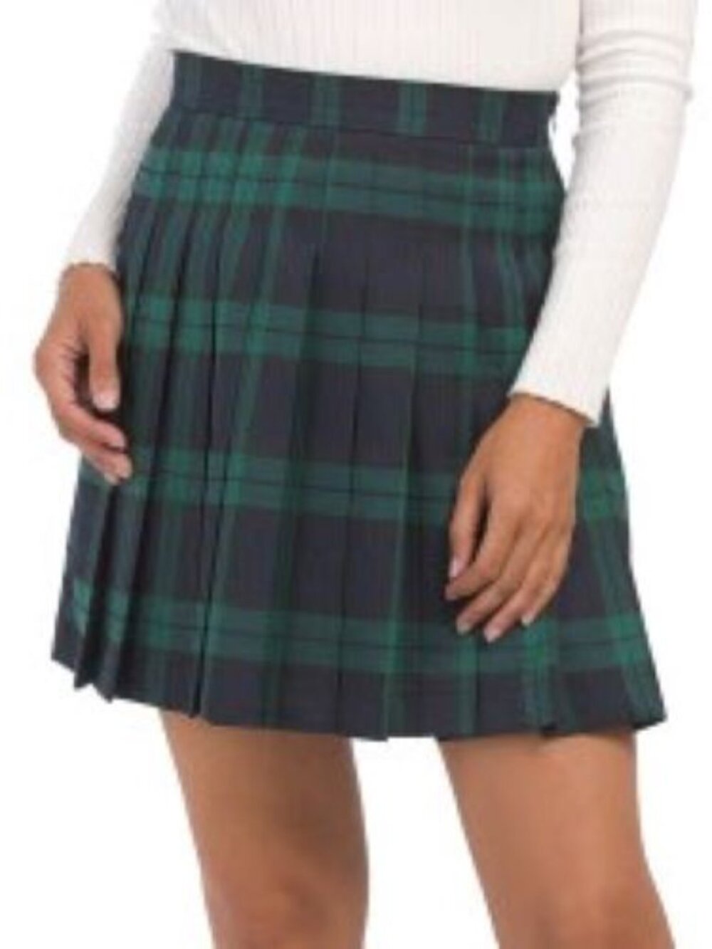 Bagatelle Collection Blue and Green Plaid Pleated Skirt Small